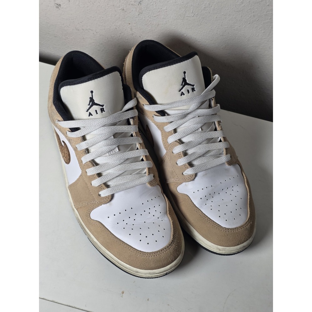 Jordan Air Jordan 1 Low Low Top Suede Leather Sneakers Beige White Black Men's - Picture 4 of 12